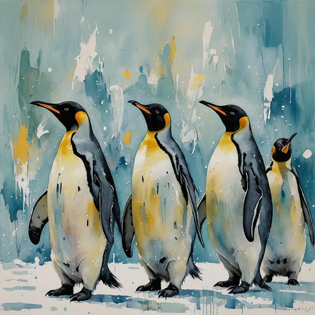 Penguin Jazz Band in Abstract Expressionism