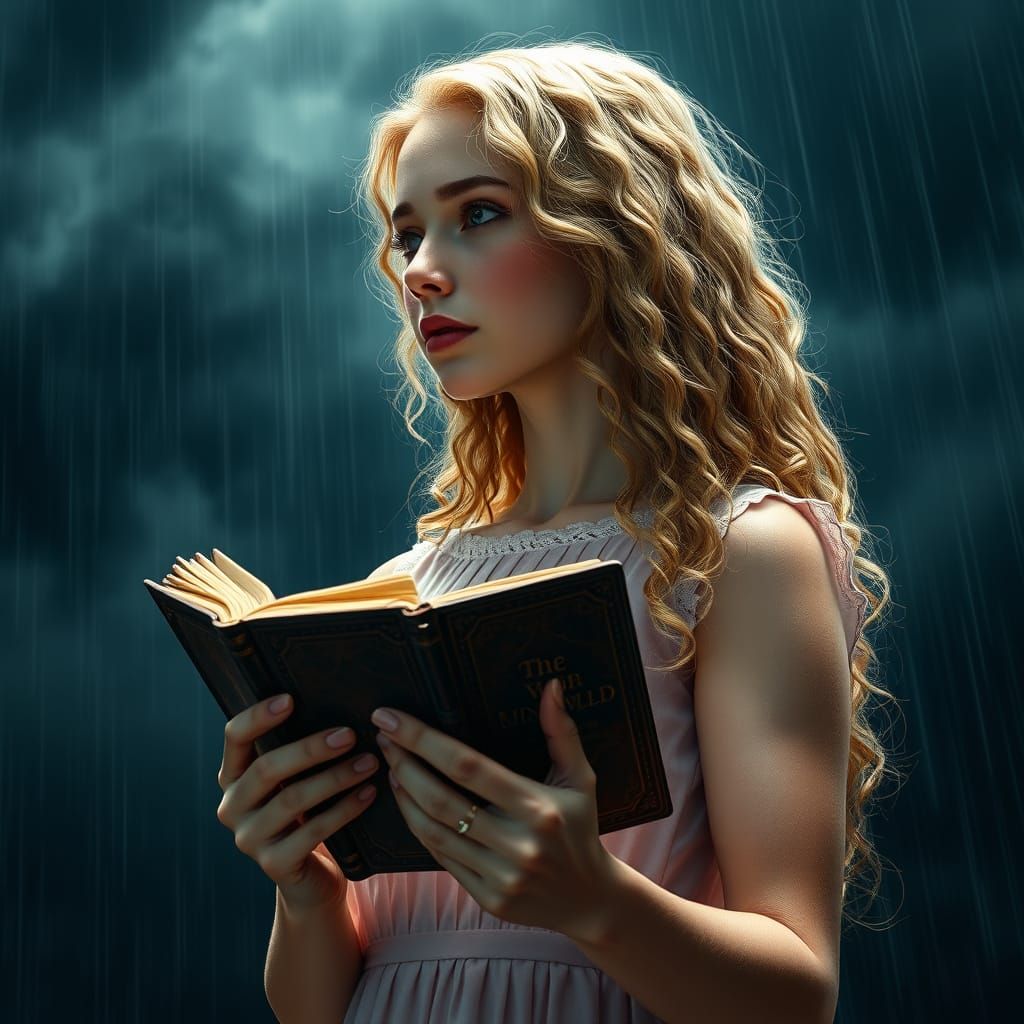 Fantasy Concept Art of a Young Woman Lost in Thought