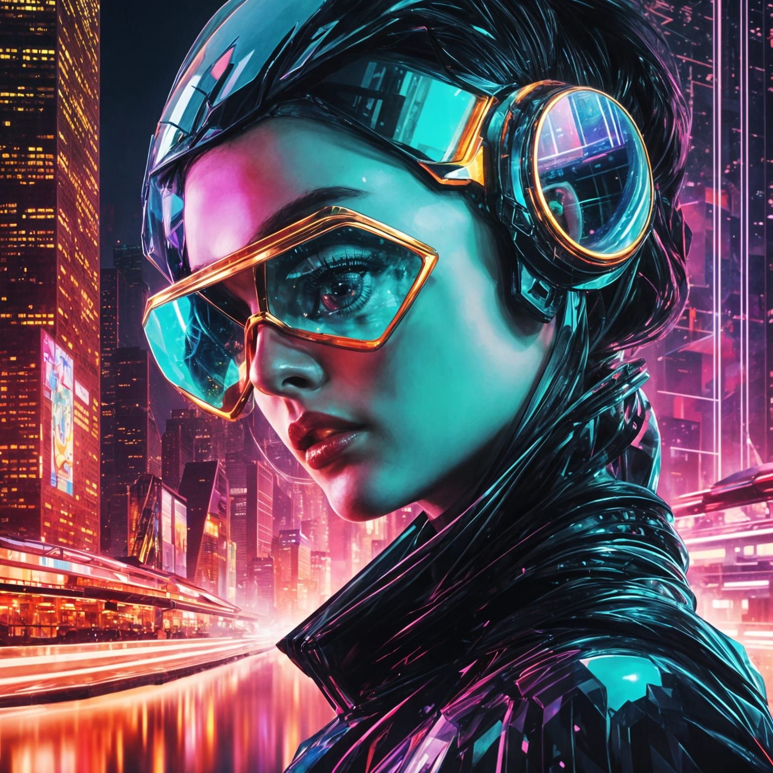 Futuristic Scifi Woman with Window Eyes in Glitch Art Style