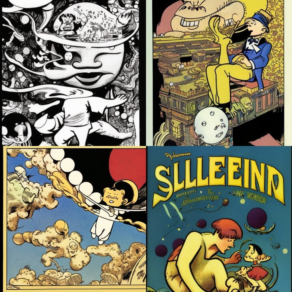 Surreal Comic Panel Inspired by Early Masters