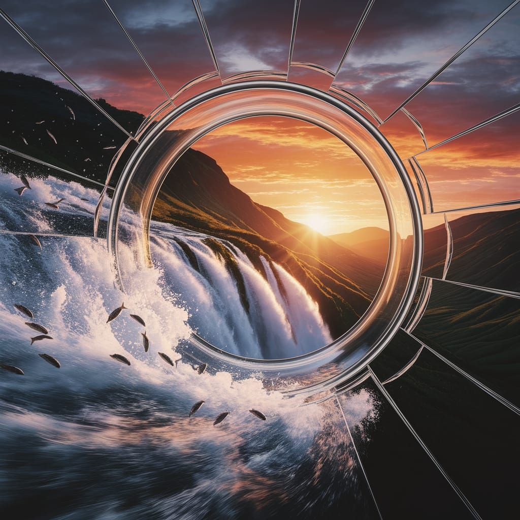 Waterfall Escape: Surreal Digital Art in 8K