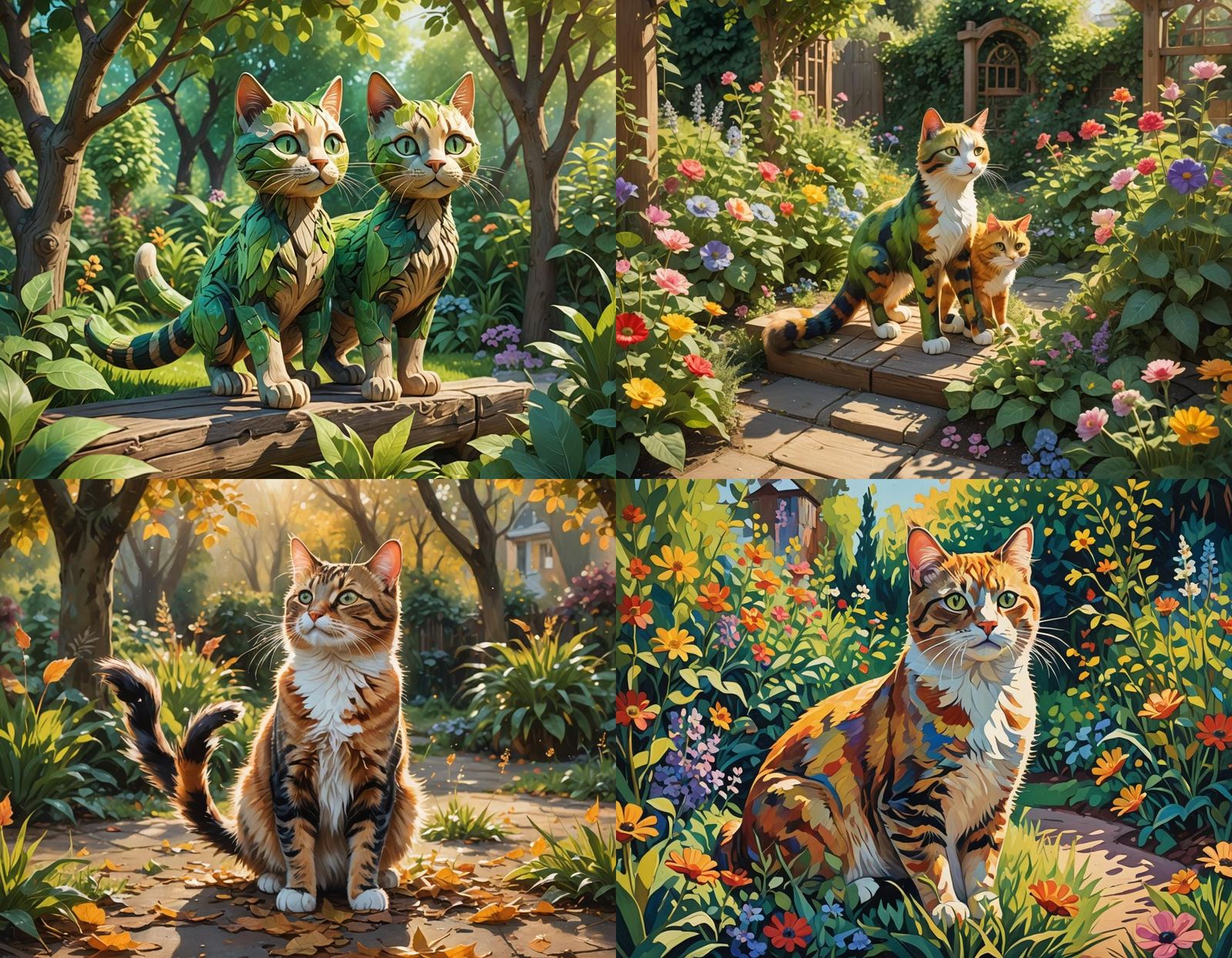 Wooden Athletic Cat Toy in a Garden