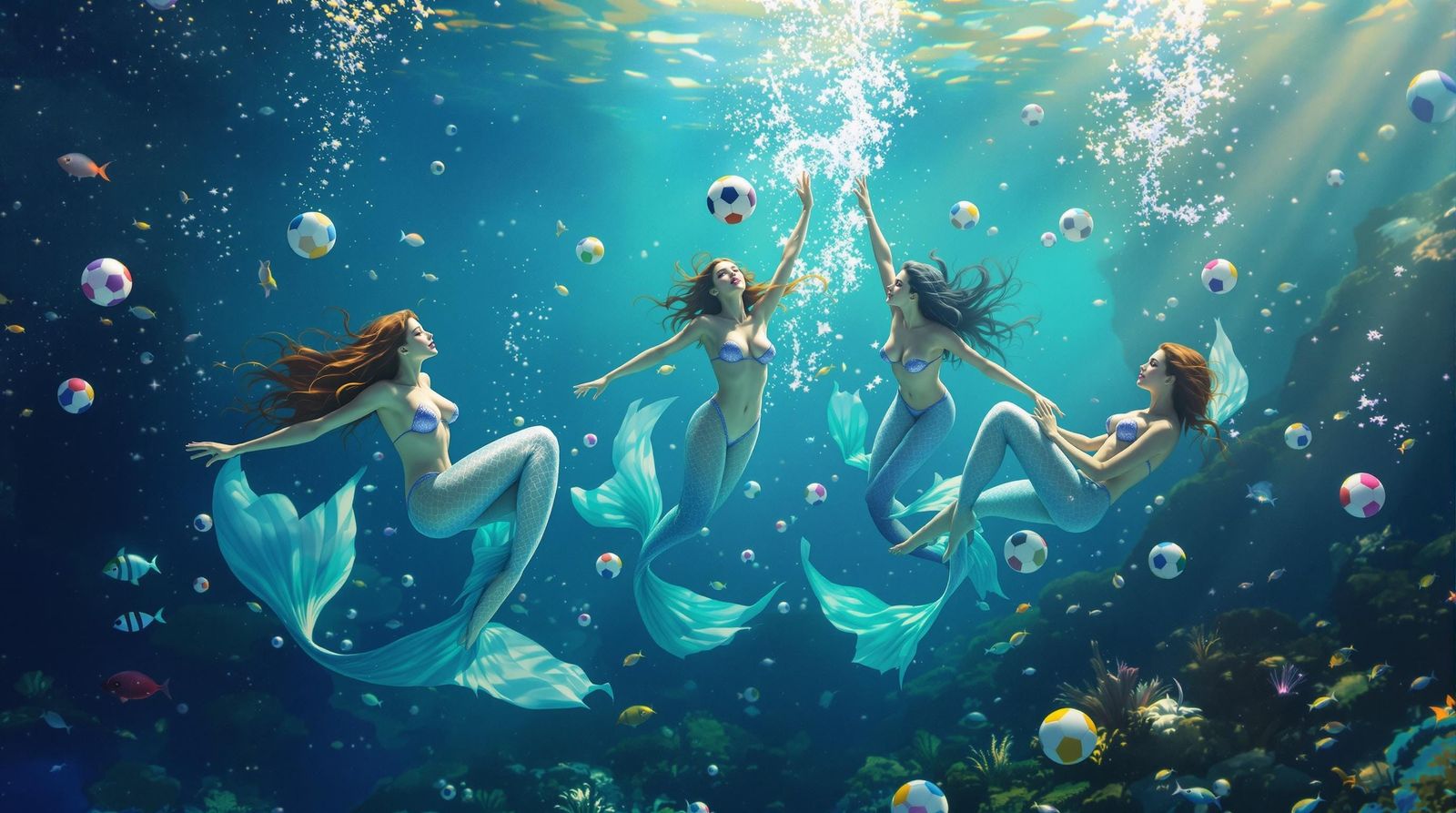 Mermaids at Play in an Underwater Realm