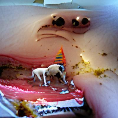 Dog Eats Cake on Sad Birthday, Humorous Scene