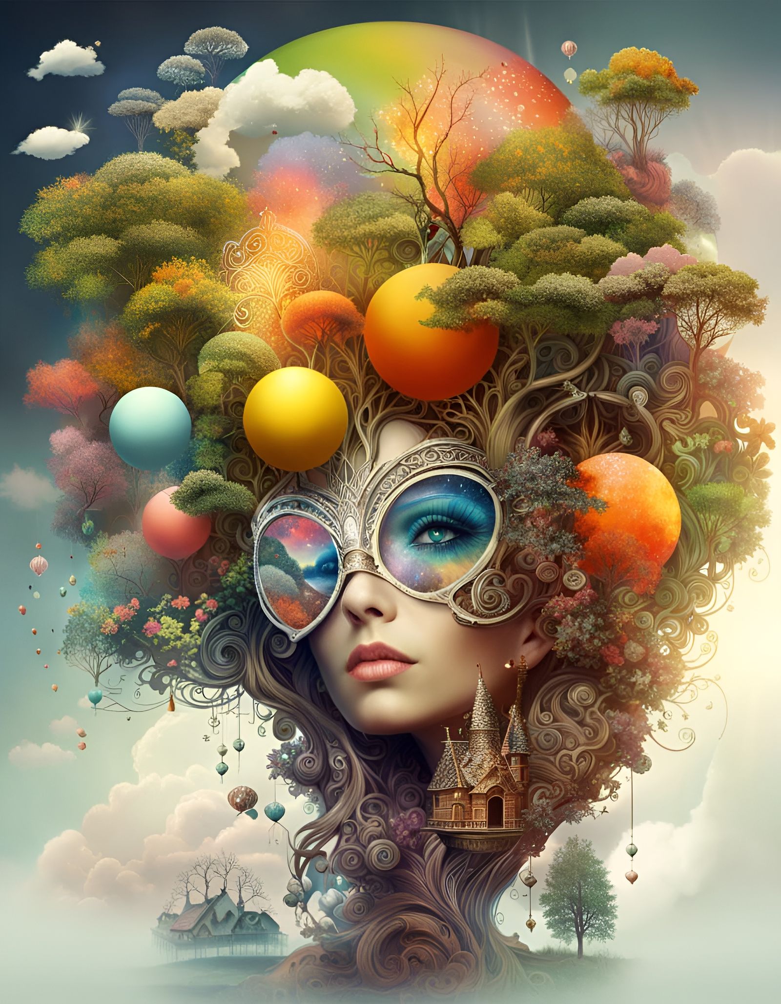 Fantasycore Tree-Clock Landscape in 8k Resolution