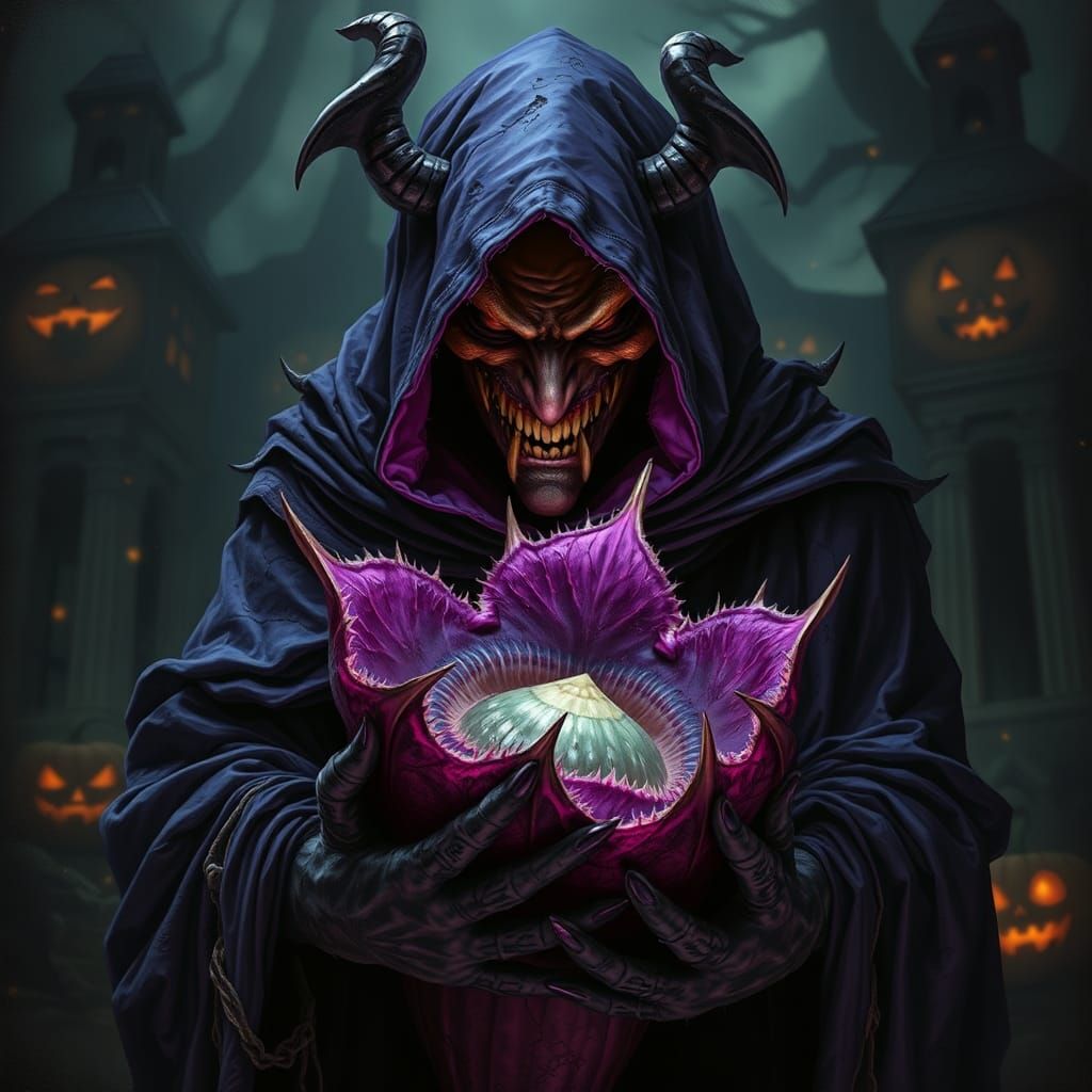 Malevolent Being with Venus Flytrap in Dark Fantasy Style