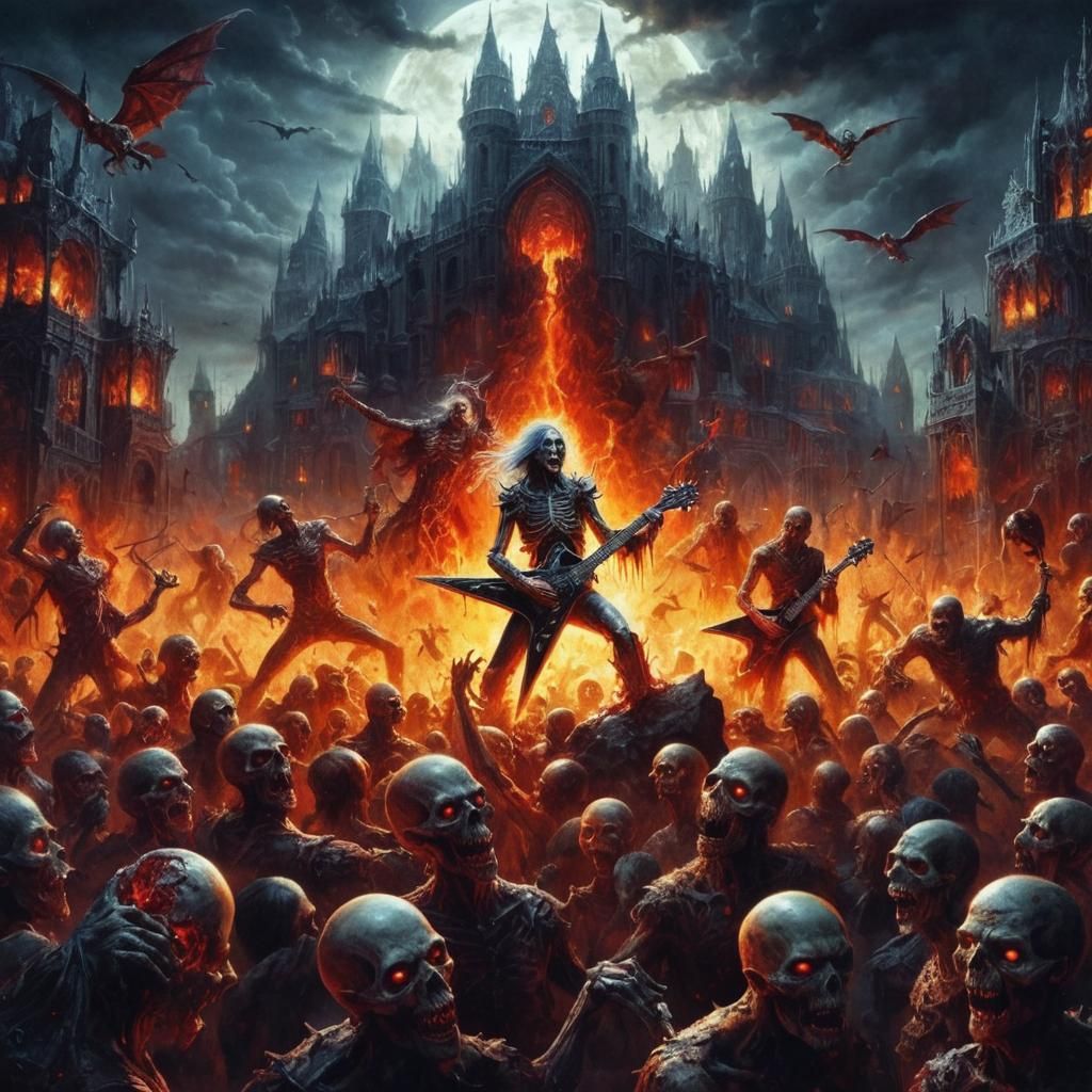 Infernal Zombie Rock Concert in Gothic Horror Style