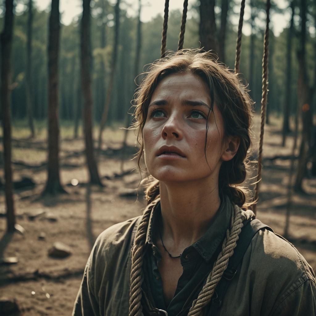 Dramatic Cinematic Film Still of Person Tied Up