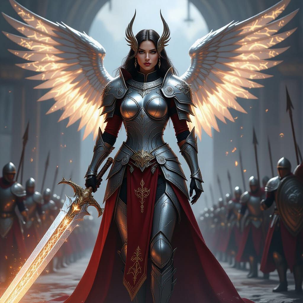 Armored Angel of Divine Justice in High Fantasy