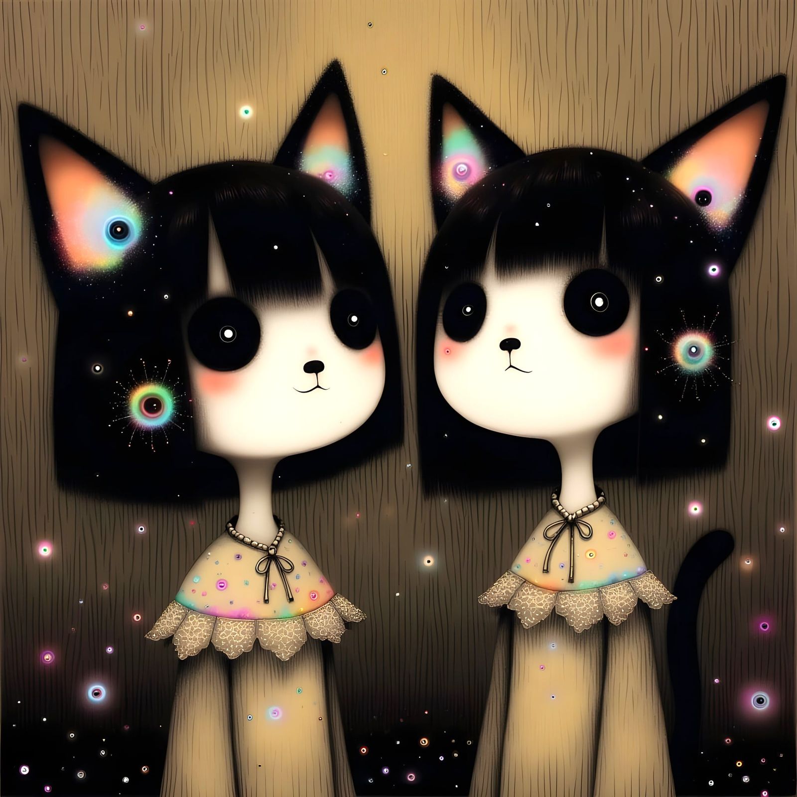 Smiling Cats in Detailed Digital Illustration