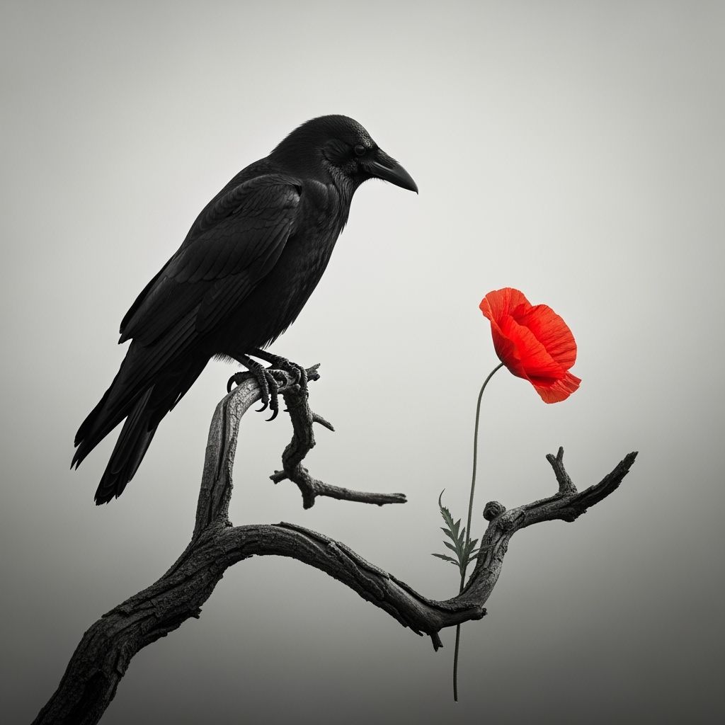 Crow and Poppy: Monochrome Fine Art Photography