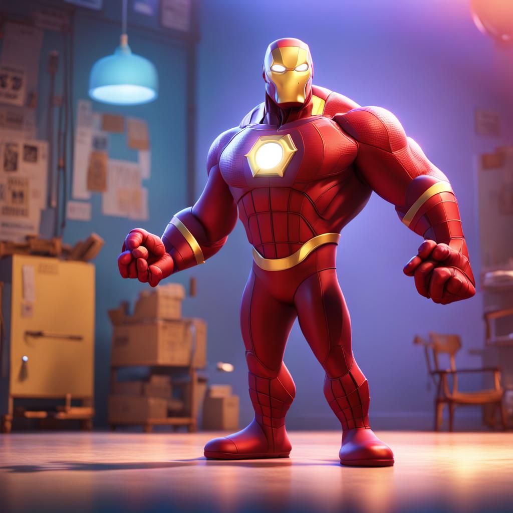 Invincible Hero in Pixar Disney Style