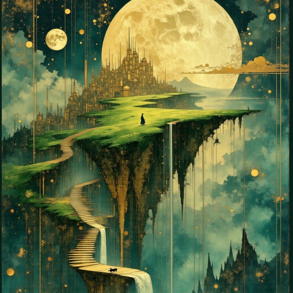 Majestic Ancient City on Floating Planet Fragment