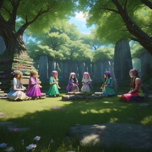 Hippies in a circle