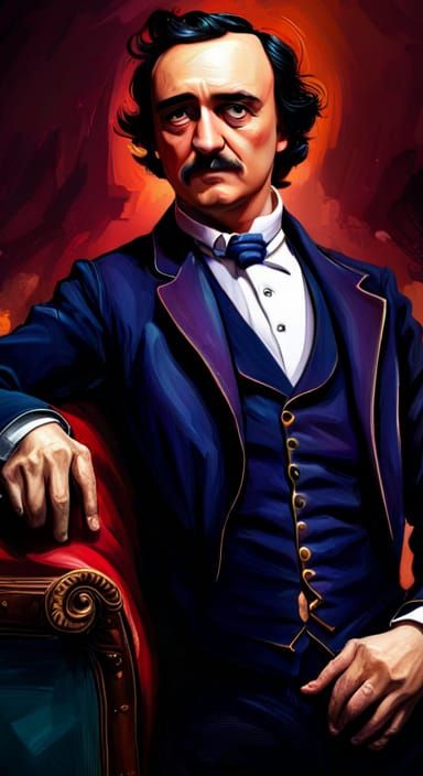 Hyperrealistic Edgar Allan Poe Portrait in Splash Art