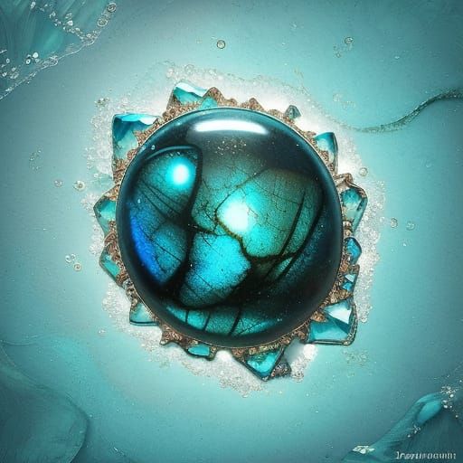 Luminescent Labradorite and Turquoise Bubbles in Oil Paintin...
