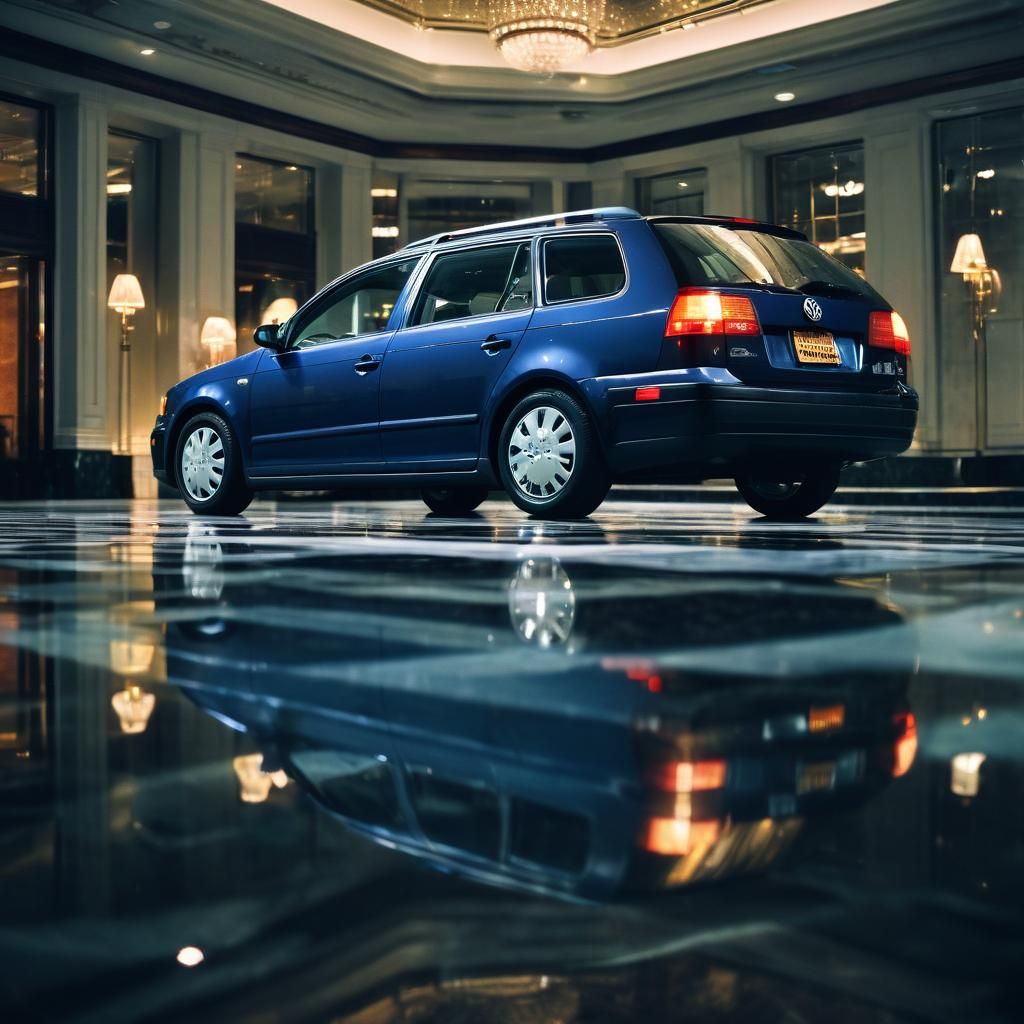 Volkswagen Jetta in New York Hotel Lobby at Night
