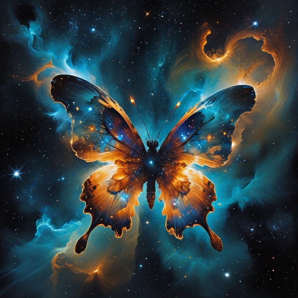 Cosmic Butterfly Nebula in Vibrant Hues