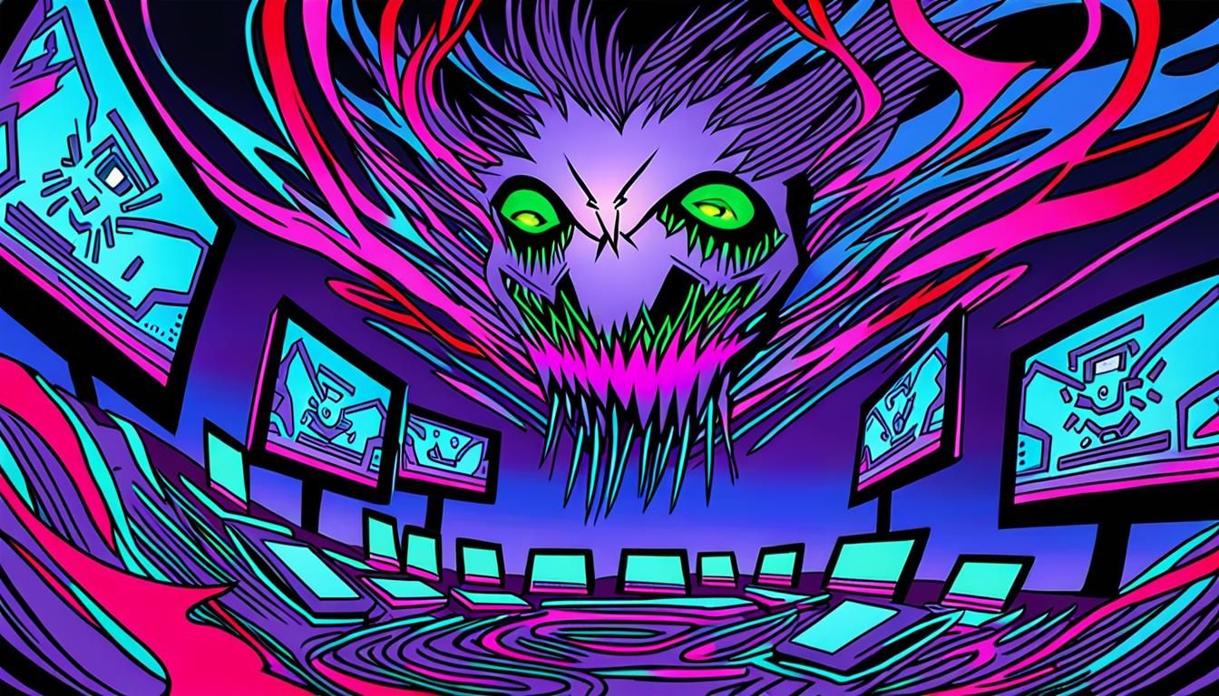 Creepy Cyberpunk Computer Hacking Scene