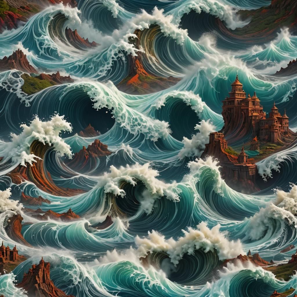 Seamless Tidal Wave in Detailed Matte Painting