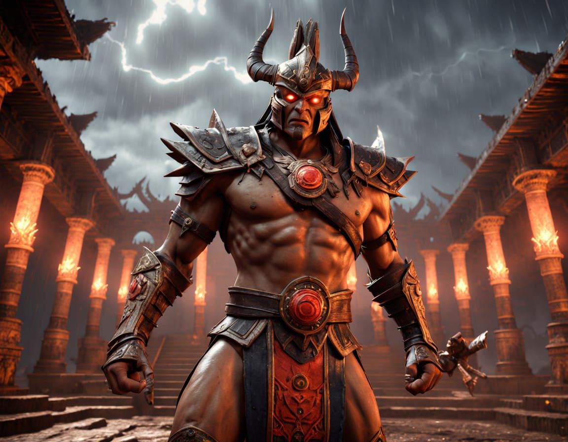 Victorious Armored Warrior in Rain, Unreal Engine