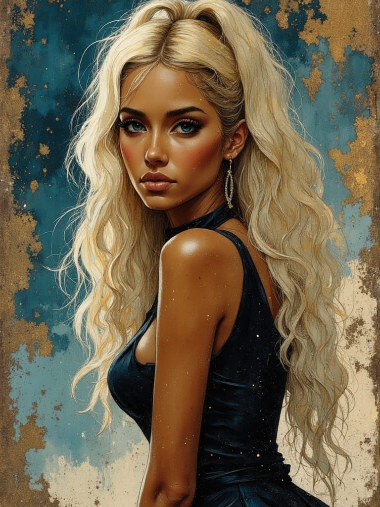 Glamorous Latina Pop Star in Dramatic Fashion Portrait