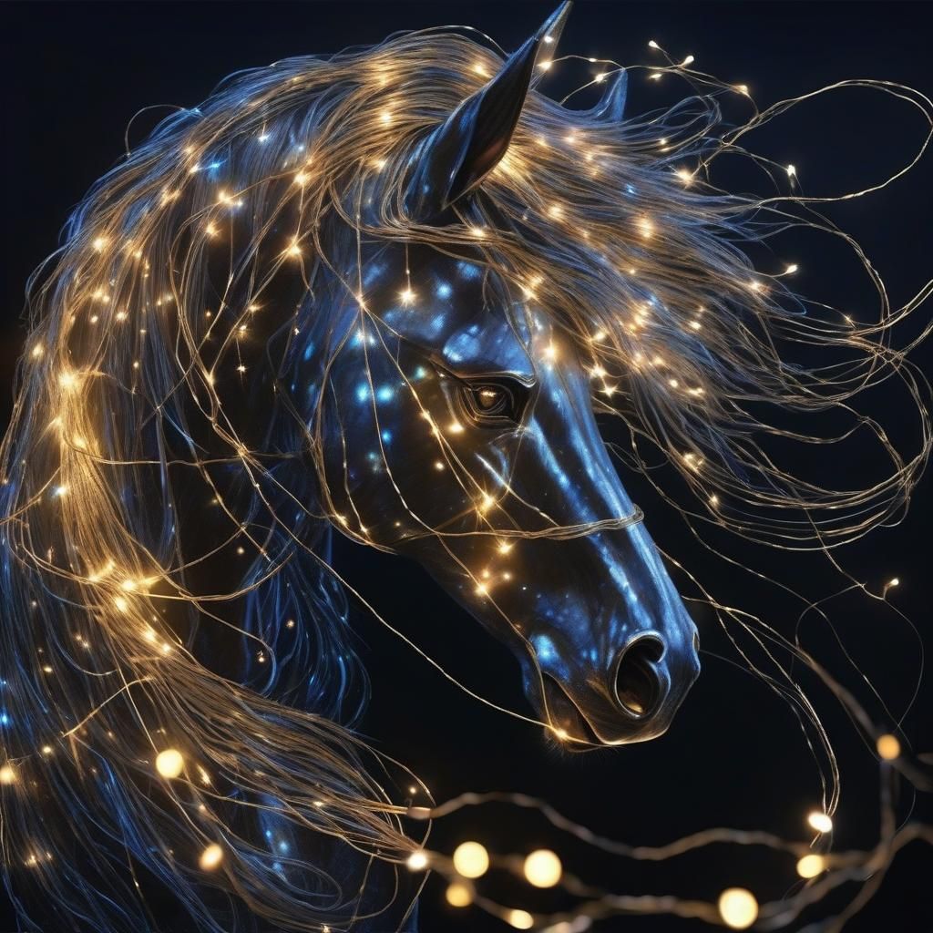 Magical Stallion Composed of Twinkling Fairy Lights