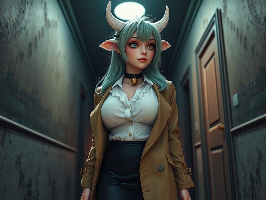 Cowgirl in Abandoned House as 3D Digital Art