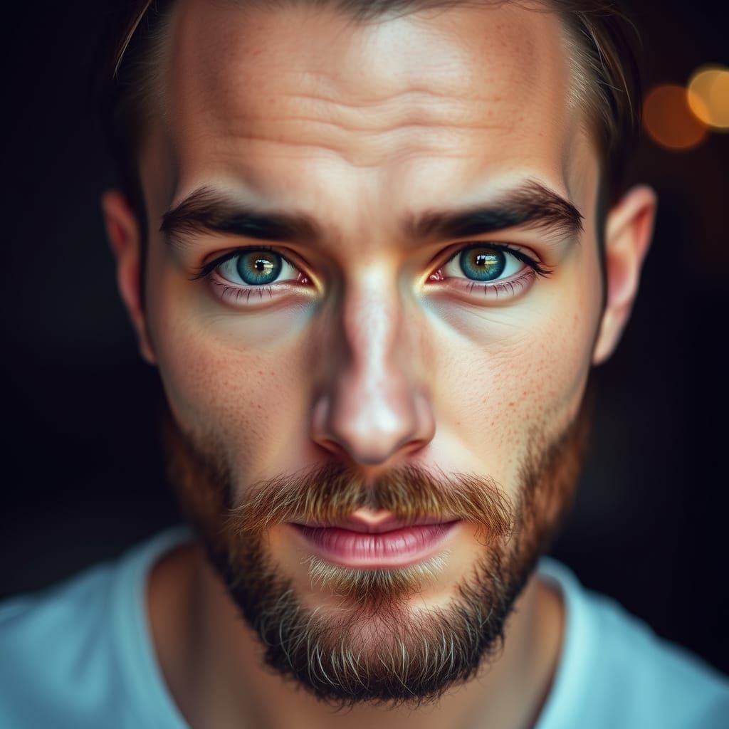 Handsome Man with Striking Green Eyes Portrait