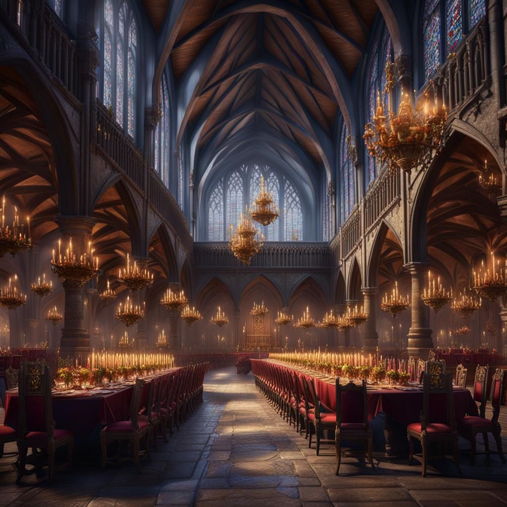 Medieval Grand Hall Party in Detailed Matte Painting