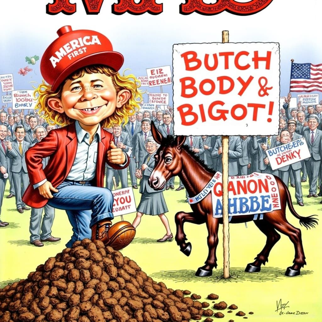 Mad Magazine-Style Cartoon of Marjorie Taylor Greene Steppin...