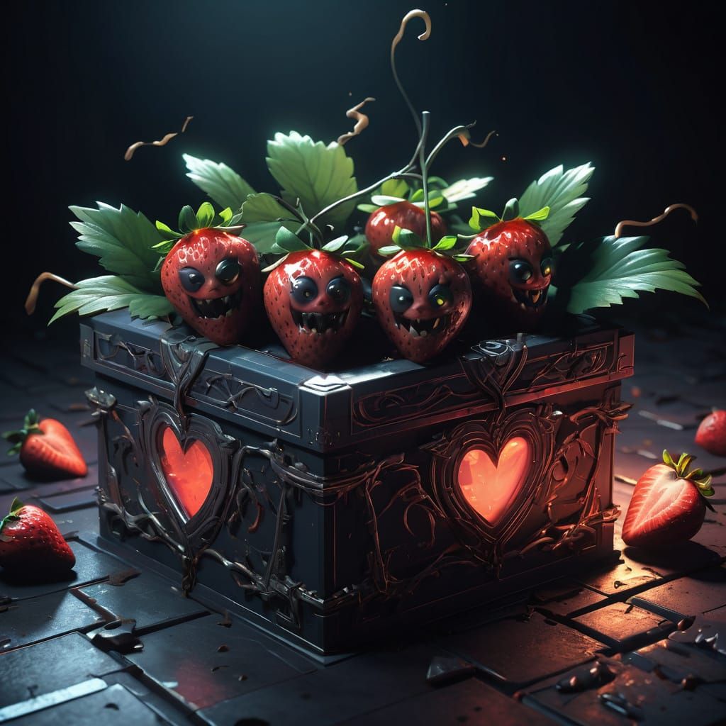 Twisted Valentine's Day Strawberries in Dark Fantasy 3D Anim...