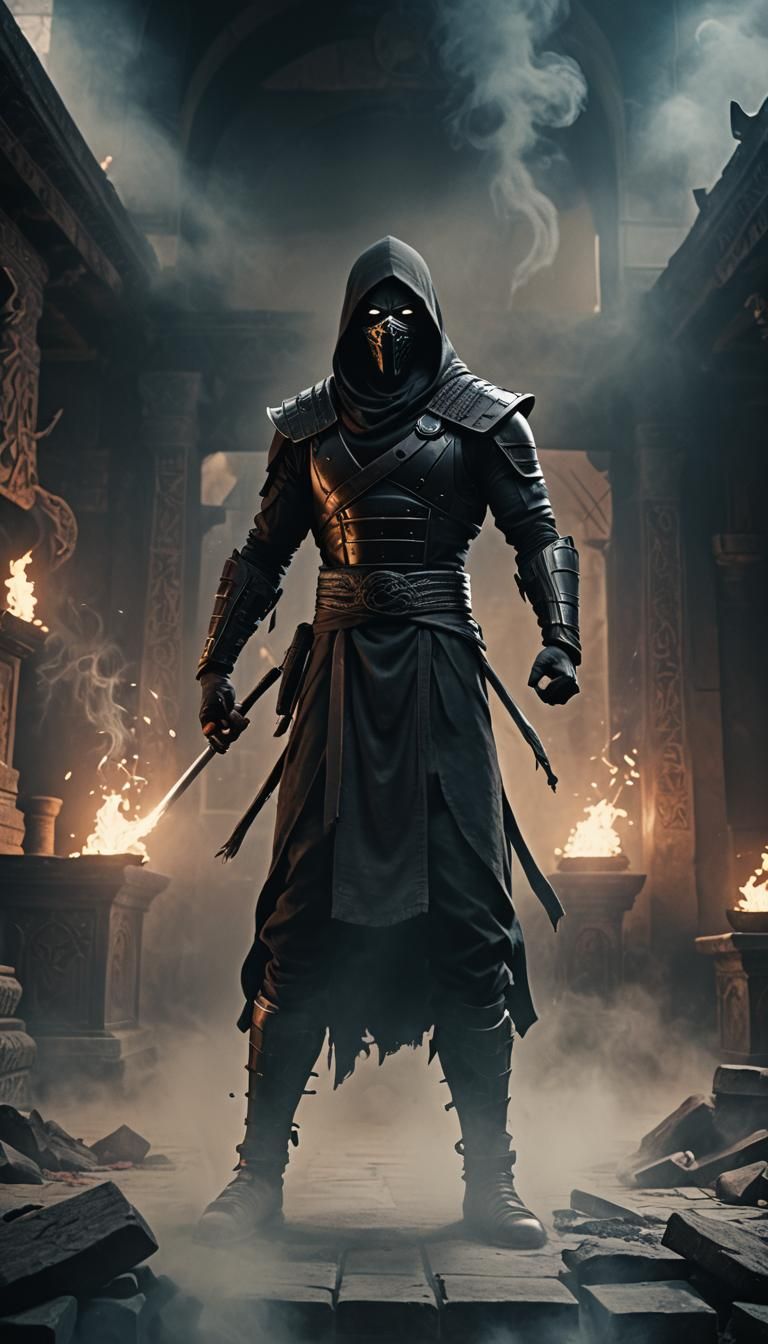 Noob Saibot Victorious in Crumbling Temple