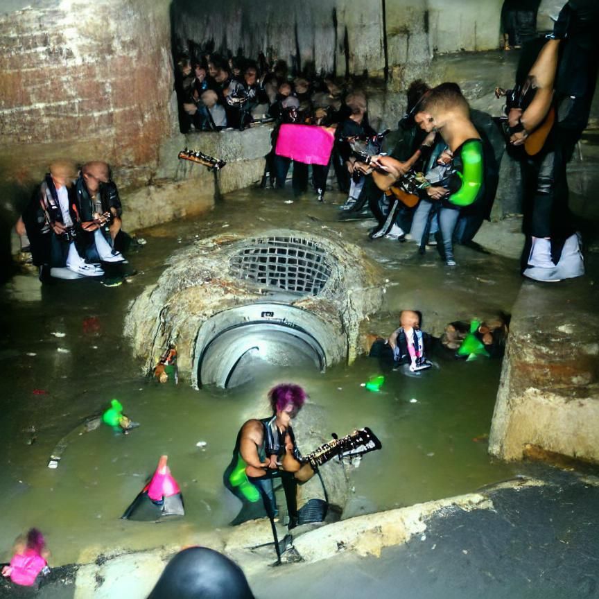 Punk rock concert in a sewer