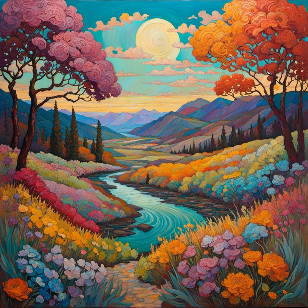 Encaustic Dreamland in Art Brut Style