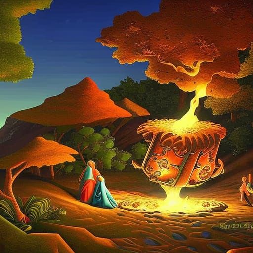 Abstract Surrealist Composition in Vivid Colors