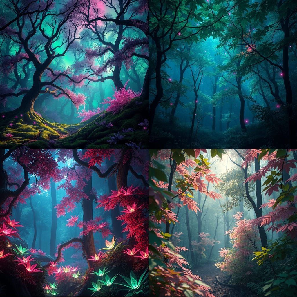 Mystical Forest Glows with Emerald and Blush Tones