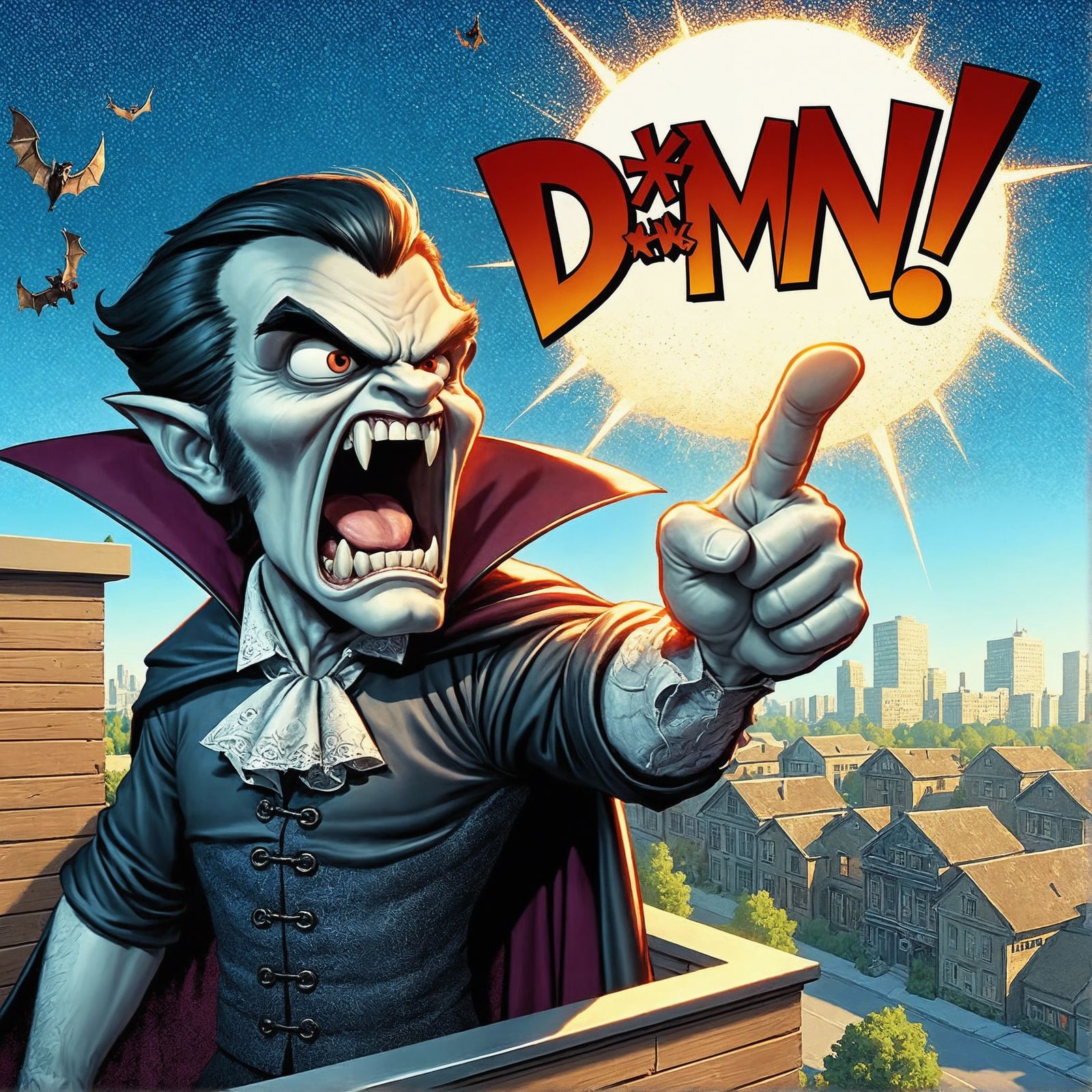 Cartoon Vampire Angrily Reacts to Sunlight