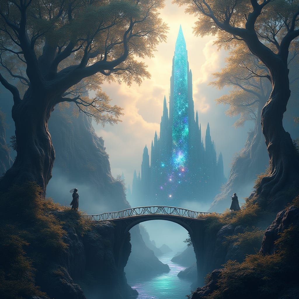 Mystical Forest Spire in Iridescent Hues