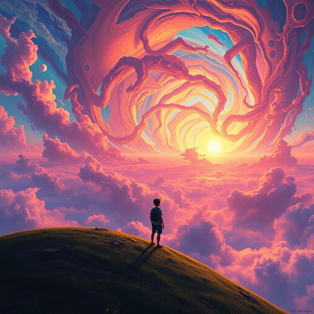 Surreal Dreamscape Unfolds Beyond the Horizon