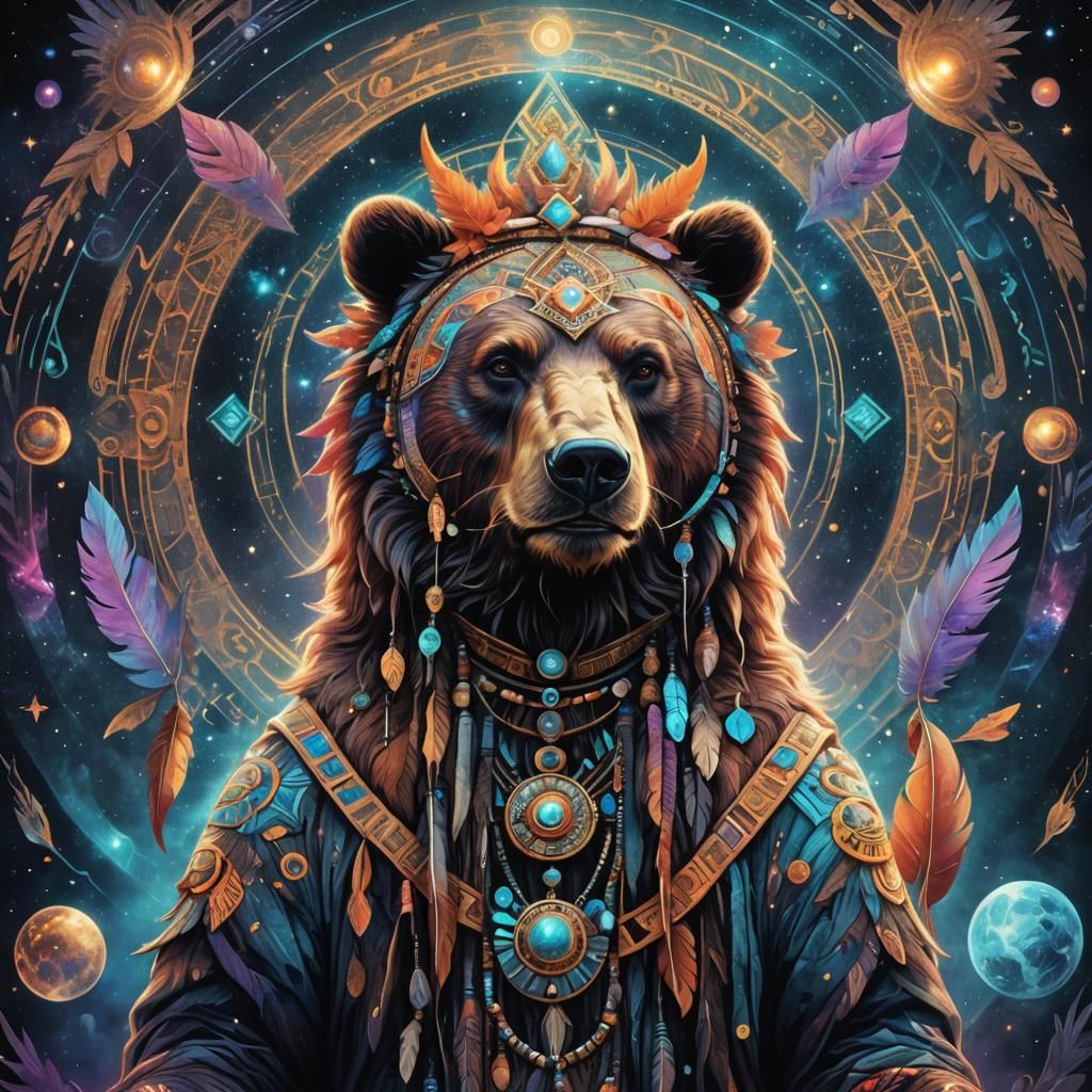 Cosmic Bear Shaman Illustration