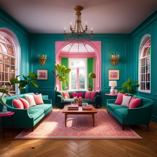 Preppy Aesthetic Barbie Dollhouse: Detailed Matte Painting