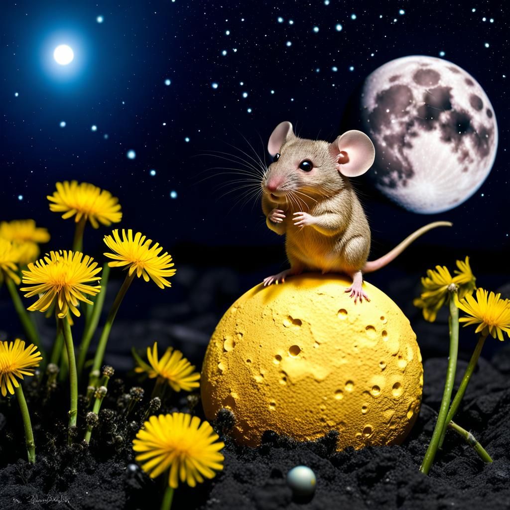 Chibi Mouse on the Moon Macro Photograph