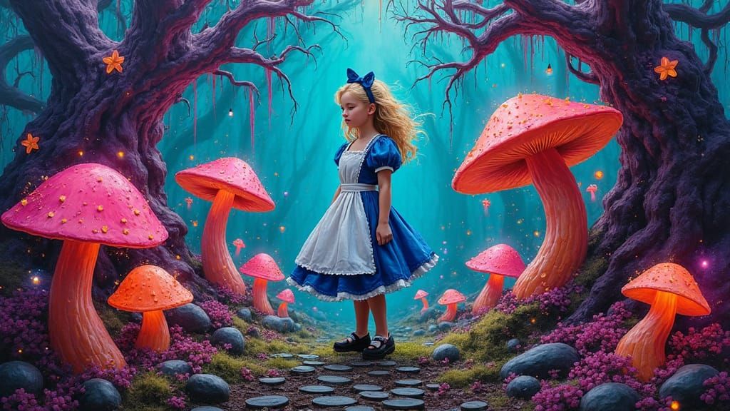 Alice in Psychedelic Electric Forest Graffiti Art