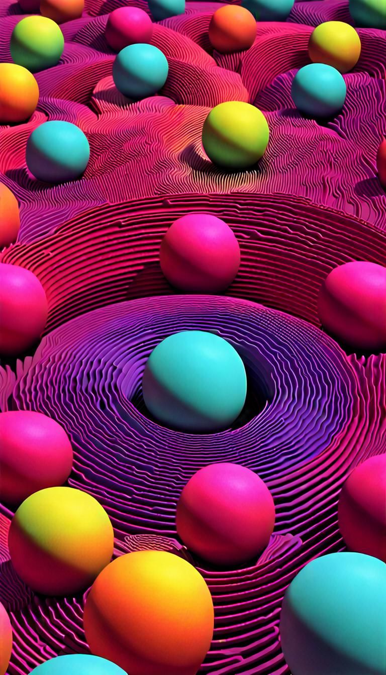 Sphere Turning Inside Out: Neon 3D Digital Art