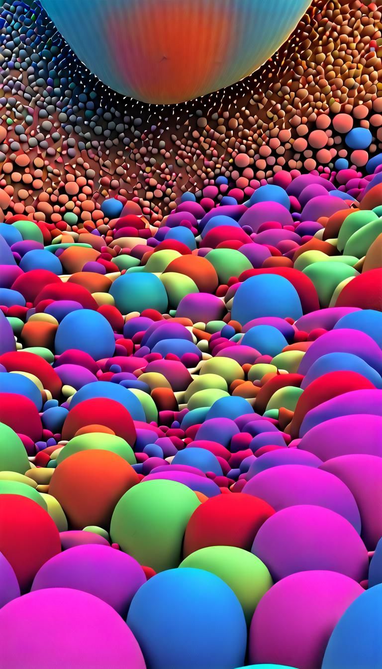 Sphere Inversion: Neon 3D Topographic Illustration