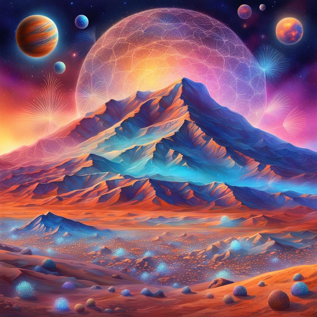 Cosmic Nashville in Winter, Visionary Art Style
