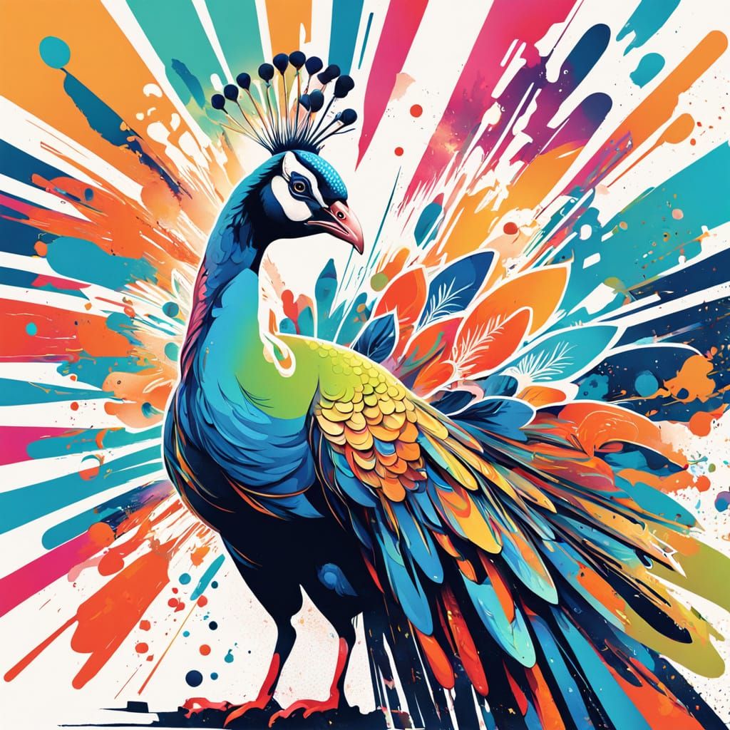Graffiti Peacock in Neon Splendor