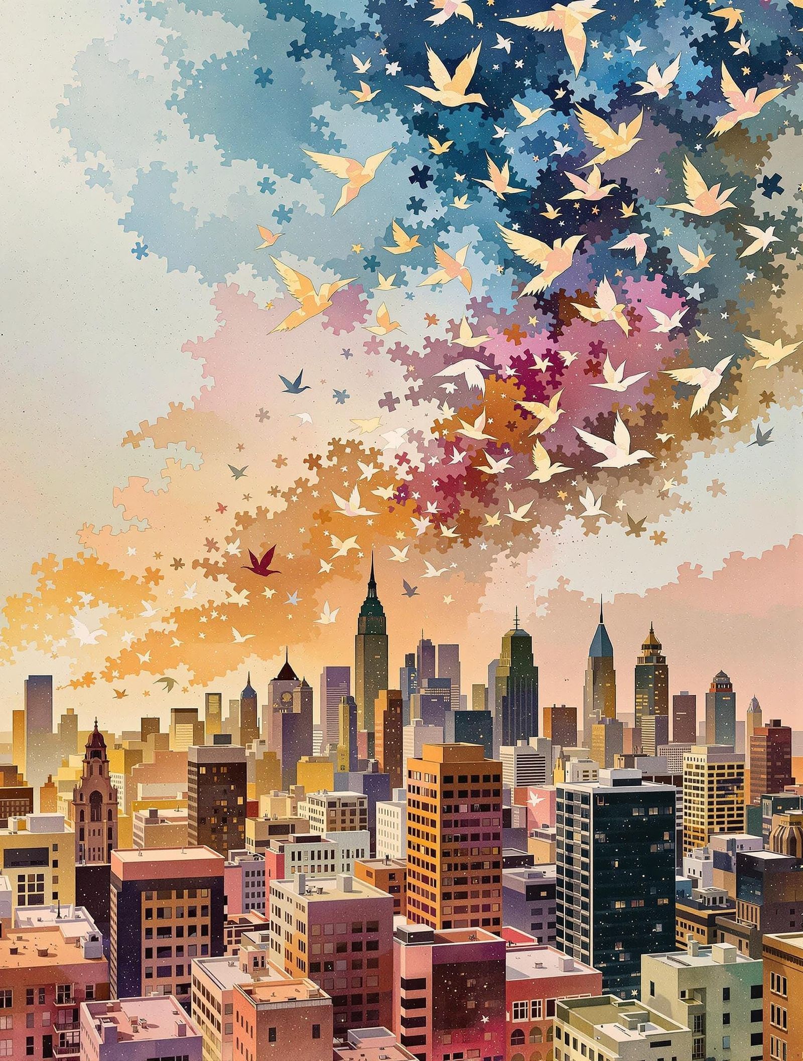 Luminous Metamorphosis in Vellum Collage