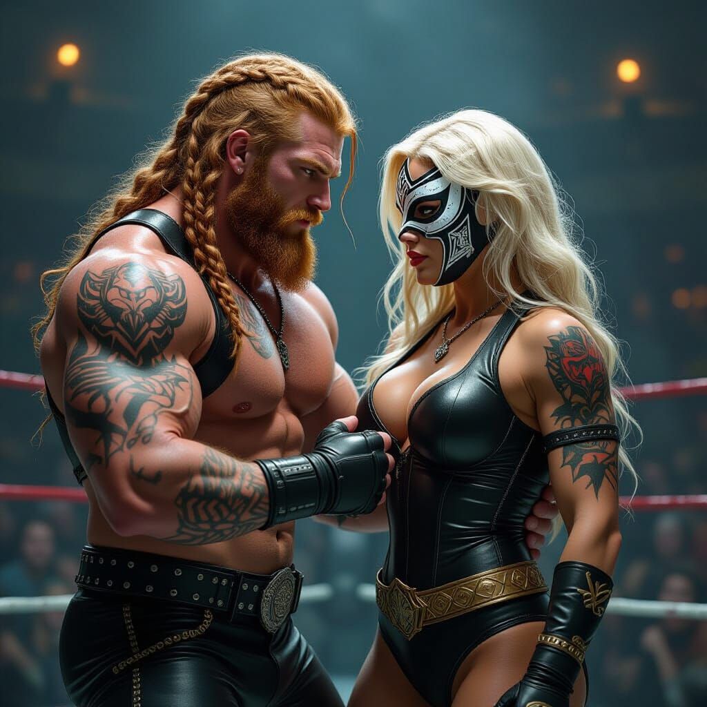 Wrestling Match in Dark Fantasy Style
